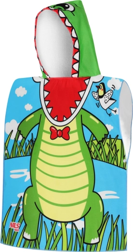 Dječje mikrovlaknasto pončo s kapuljačom NILS Aqua Crocodile