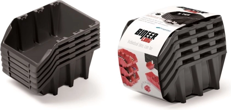 Set spremnika Bineer Long, 5 kom, 198×118×155 mm, crna