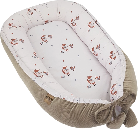 EKO gnijezdo za bebu od pamuka i velvet materijala Fox 90 × 60 cm