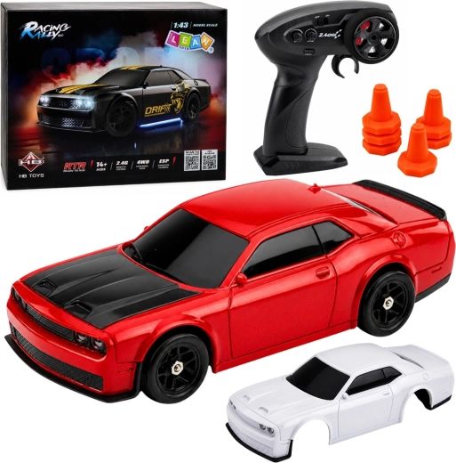 RC drift sportski automobil 4WD 1:43 s ESP žiroskopom, crveni