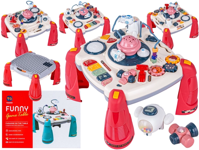 Interactive educational table for children 2-in-1 space with projector red
