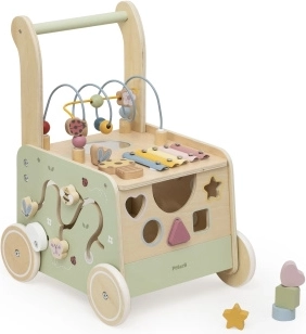Wooden baby walker with activities – garden
