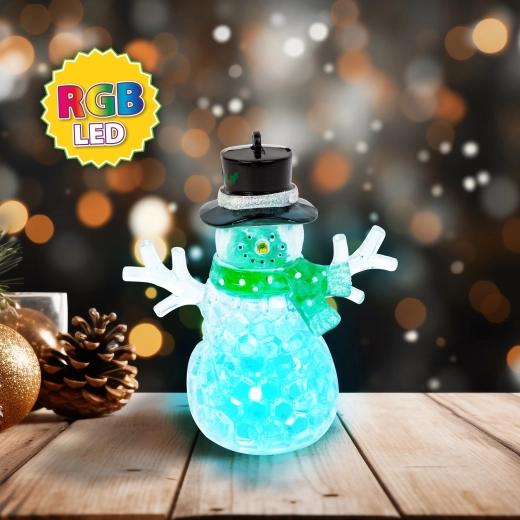 Christmas LED Snowman, Green, with RGB Lighting
