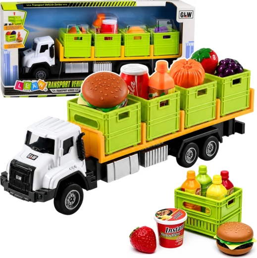 Transport truck with trailer and food 1:55 green