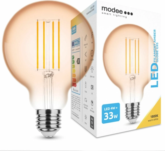 Modee LED filamentna žarulja amber globe G95 4 W E27 1800 K