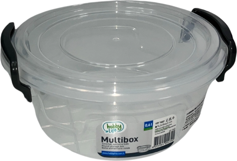 Plastična okrugla posuda za hranu 600 ml s poklopcem