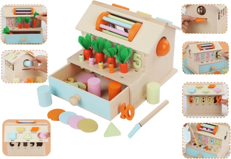 Wooden house sorter – interactive educational toy for children from 18 months