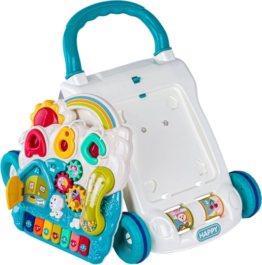 Stable walker with quiet rubberized wheels