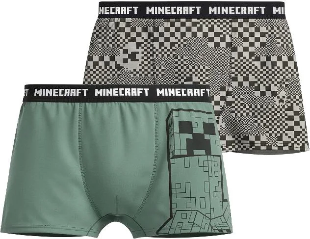 Minecraft dječačke bokserice zeleno-sive (duopack 2 kom)
