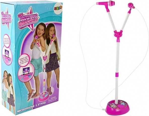 Dječji dvostruki karaoke mikrofon sa stalkom i svjetlima, MP3