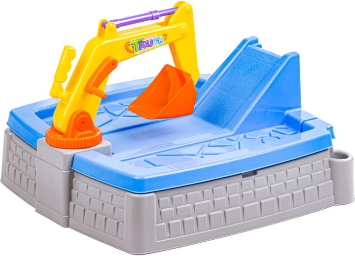 Manually operated excavator for construction-site play