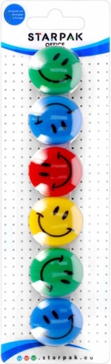 Colorful smiley magnets (3 cm) - 6 pcs