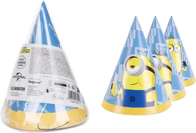 Papirnate party kapice Minions 16 cm, 6 kom