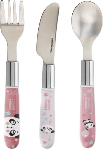 Metalni dječji pribor EXOTIC ANIMALS, 3 kom, ružičasti