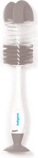 BabyOno četka za čišćenje bočica i duda 2u1 s odličnom vakuumskom podlogom, siva
