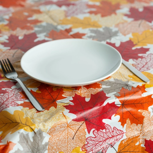 Autumn flannel tablecloth with leaf motif 132 × 178 cm