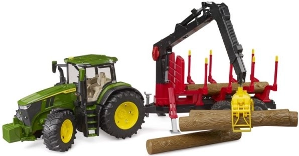 Bruder traktor John Deere 7R 350 sa šumarskom prikolicom i 4 trupca