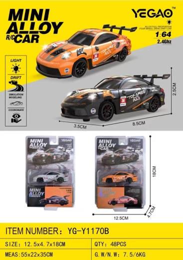 Radio-controlled mini drift car 1:64 top speed orange - 1 piece