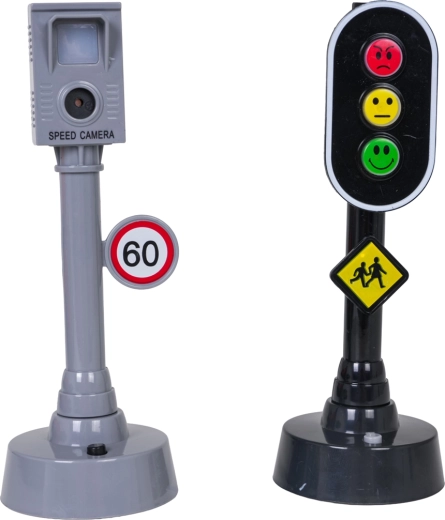 Traffic play with a traffic light and a speed camera