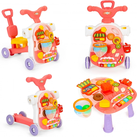 Guralica, romobil, interaktivni obrazovni stol 4u1 za djecu crveni