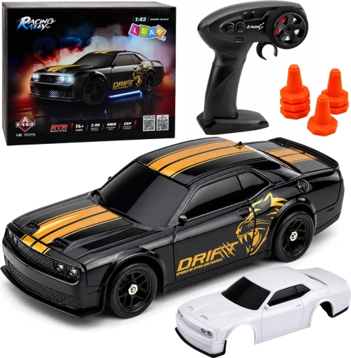 Sportski RC drift automobil 4WD s žiroskopom 2,4 GHz 1:43 crni