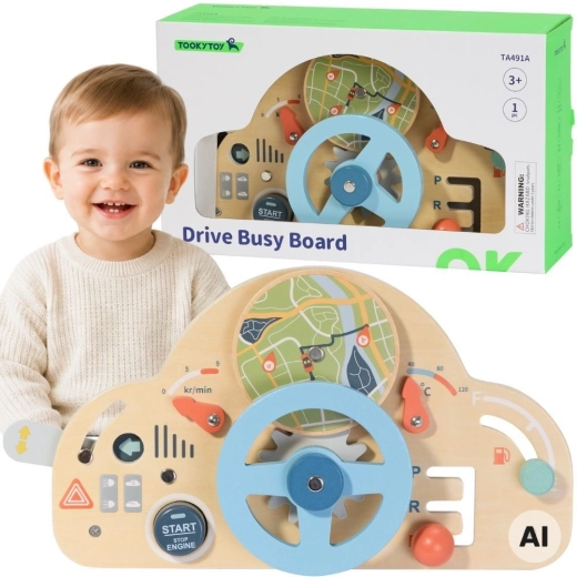 Tooky toy drveni edukativni volan za djecu 3+