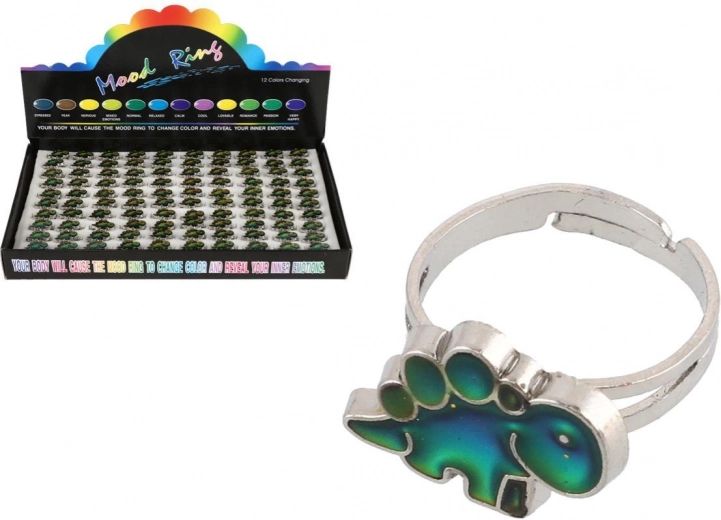 Podesivi prsten s dinosaurom koji mijenja boju prema temperaturi – metalni, 100 kom u kutiji