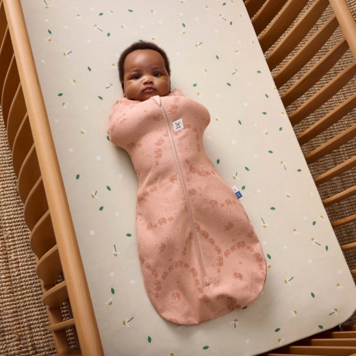 A 2-in-1 swaddle wrap and sleeping bag that’s harder to “wiggle out” of