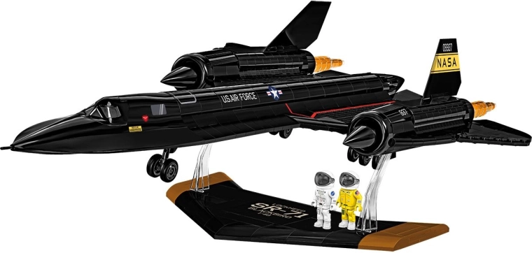 Collectible display on a stand and a dynamic “in-flight” look