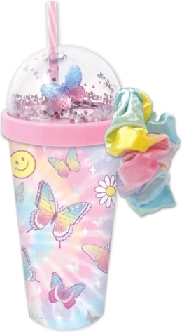 Hot Focus kids’ tumbler with scrunchie hair tie – Butterflies