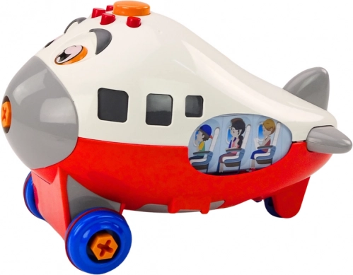 Cheerful airplane with a rotating propeller