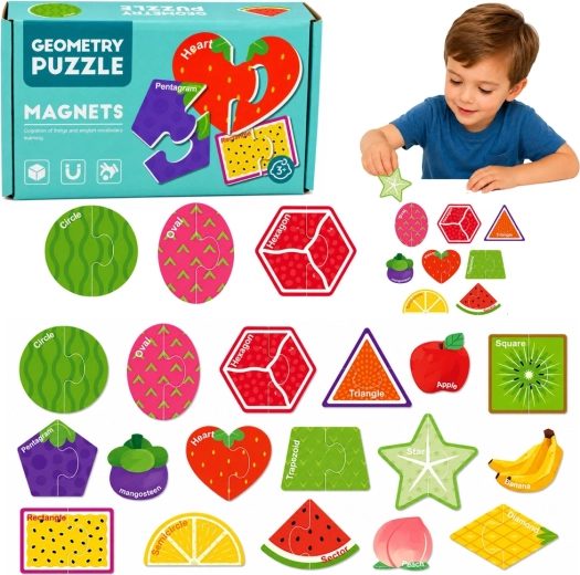 Magnetic fruit puzzle – 30 pieces for the fridge and magnetic board