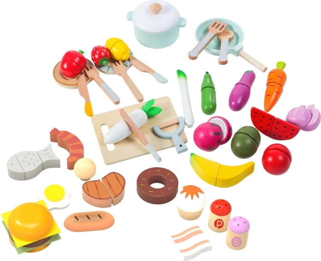 2Kids Toys drvena sada namirnica za dječju kuhinjicu (42 dijela)