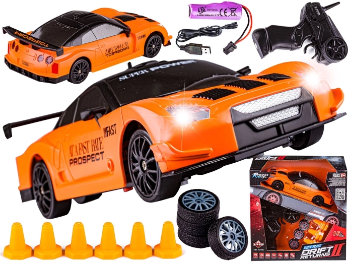 RC drift auto Nissan GT-R 1:24 4WD 2,4 GHz narančasto