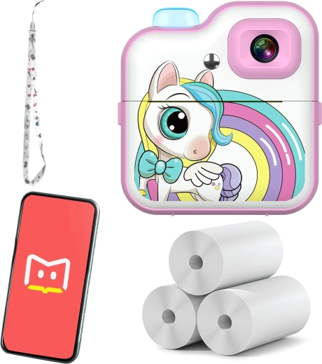 Instant dječji fotoaparat s termotiskom RENEW FORCE – ružičasti jednorog