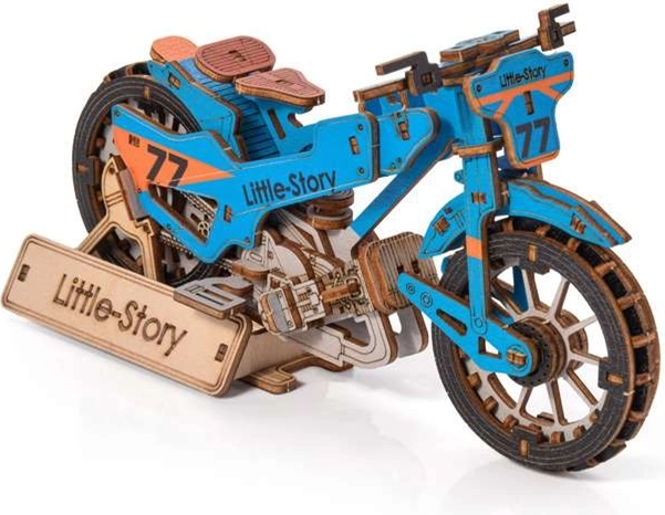 Little Story 3D drvena slagalica Speedway Bike plava