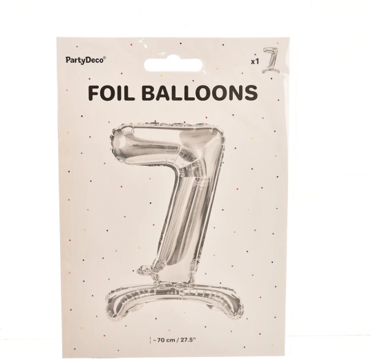 Srebrni samostojeći folijski balon broj 7 (70 cm)