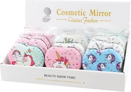 Džepno ogledalce u obliku srca s motivom jednoroga