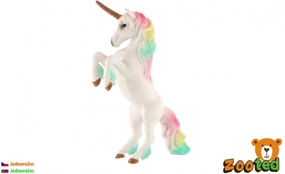 Bijeli jednorog s duginom grivom, plastična figurica 18 cm