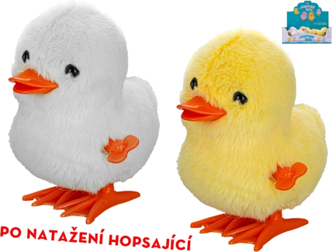 Plush Wind-Up Jumping Duckling 9 cm