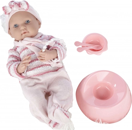 Bebina lutka u ružičastom kombinezonu 40 cm s dodacima