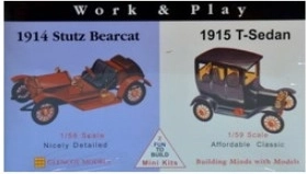 Glencoe Models Work & Play plastični model automobila 1915 Ford T-Sedan / 1914 Stutz Bearcat