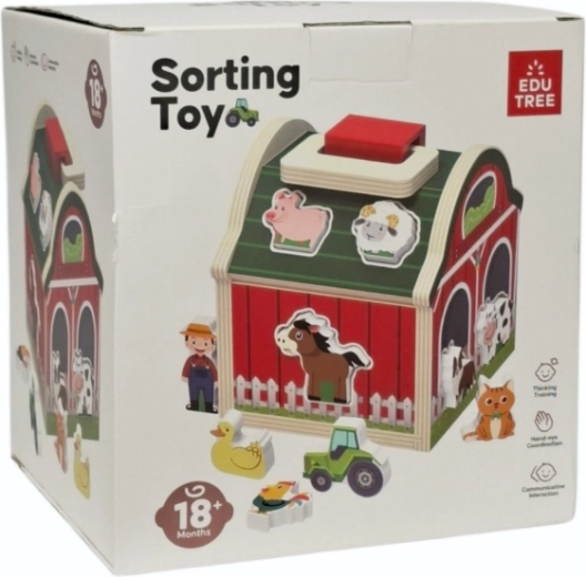 Wooden Farm-Themed Shape Sorter House