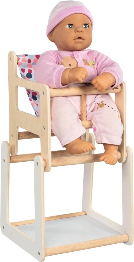 Wooden doll high chair with table 2-in-1