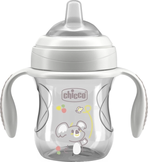 Chicco učilica – čašica Transition s ručkama siva 200 ml 4m+