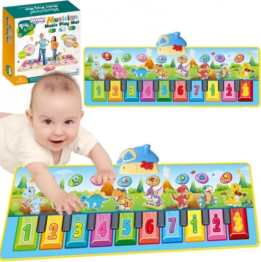 Glazbena podloga Dinusie XXL 2-u-1 s klavirom i 8 melodija 110 cm