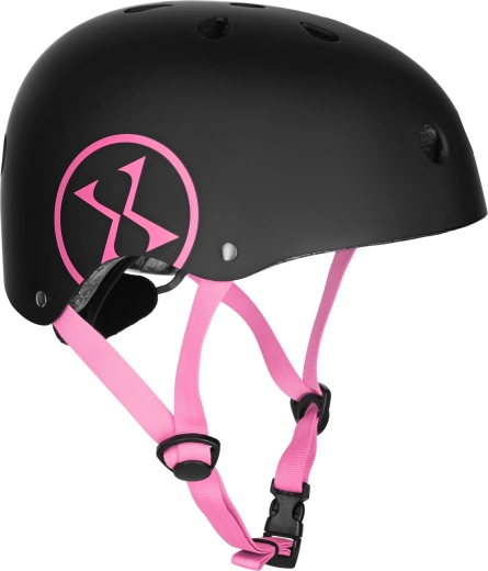 Kaciga za bicikl i role NILS Extreme crna/ružičasta – XS (48–52 cm)