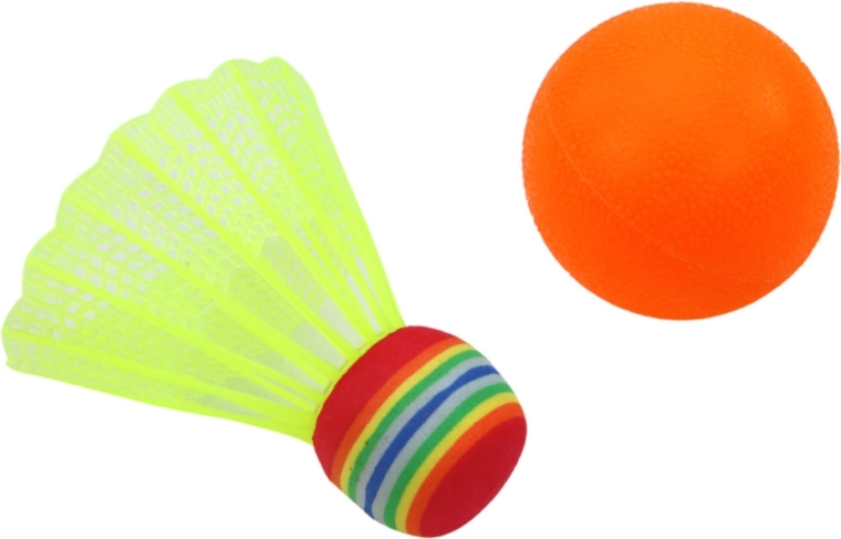Ball and badminton shuttlecock included