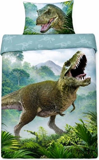 Pamučna posteljina FARO T-Rex u džungli zelena 140 × 200 cm