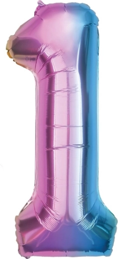 Foli balon broj 1 u duginim bojama 85 cm